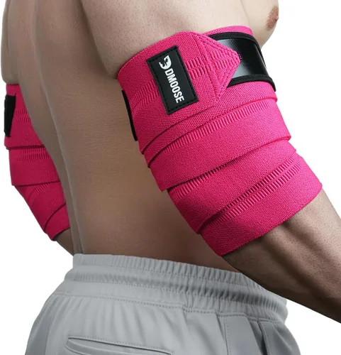 Miniatura 12 de DMoose Fitness Elbow Wraps for Weightlifting (Pair) - 40'' Adjustable Strap for Gym Workout & Bench Press, Compression Elbow Sleeves for Tendonitis