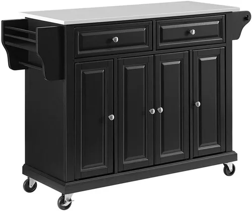 Miniatura 15 de Crosley Furniture isla de cocina con ruedas, Madera, Negro
