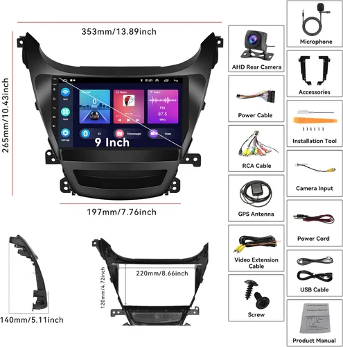 Miniatura 9 de [HiFi Audio] 2+64G Android Car Stereo para Hyundai Elantra 2014-2016 Wireless Apple Carplay Android Auto 9 pulgadas Pantalla táctil Navegación