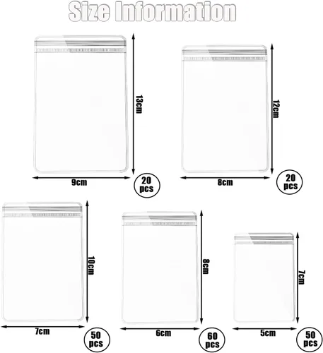 Miniatura 3 de TINSKY 200 bolsas transparentes de PVC para almacenar joyas, pequeñas bolsas de plástico autosellables con cremallera, bolsas de almacenamiento