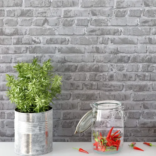 Miniatura 6 de Timeet Papel tapiz de ladrillo gris para despegar y pegar, papel tapiz autoadhesivo de 17.7 x 197 pulgadas, papel de contacto de ladrillo Gris 2