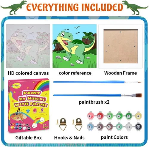 Miniatura 3 de Pintura por números para niños de 8 a 12 años, kits de pintura acrílica fácil por números para niñas y niños adultos con marco de madera, kits