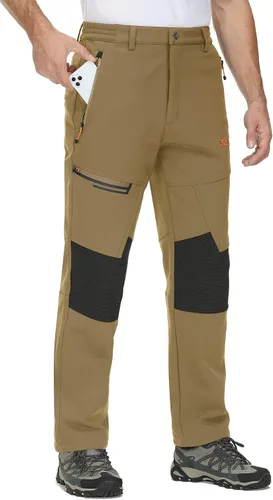 Miniatura 2 de TACVASEN pantalones de senderismo para hombre, con forro polar, reforzados en las rodillas, ligeros, para esquí y snowboard, sin cinturón
