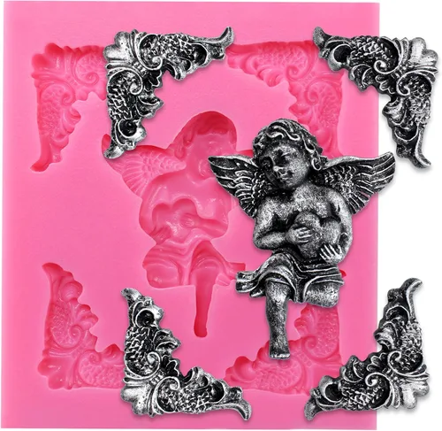 Miniatura 15 de Funshowcase Medallón floral de acanto Flourish Scroll Lace Fondant Moldes de silicona para decoración de pasteles, proyectos de manualidades