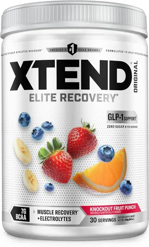 Miniatura 16 de XTEND Original BCAA - Polvo de Frutas Knockout Punch Bebida de recuperación muscular post entrenamiento sin azúcar con aminoácidos 7 g de BCAA