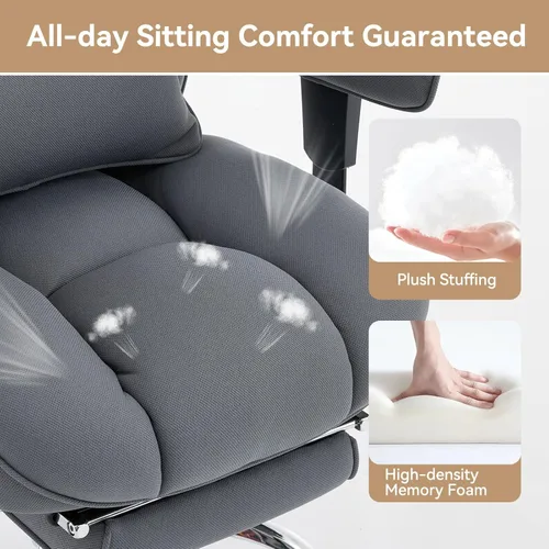 Miniatura 6 de Efomao Silla de oficina grande y alta con reposapiés, silla de escritorio resistente de 350 libras, silla de oficina ejecutiva extra ancha con azul