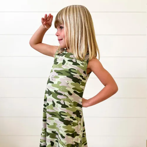 Miniatura 2 de Bellabu Bear Vestidos de bambú para niñas, manga corta y manga larga, viscosa de bambú