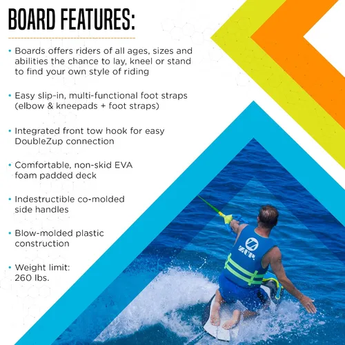 Miniatura 6 de ZUP You Got This 260 Board and Handle Combo with EVA Foam Padding, All-in-One Kneeboard, Wakeboard, Wakeskate, and Wakesurf Board for Kids, Teens