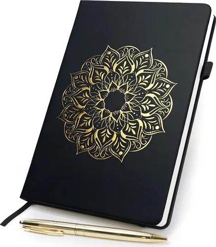 Miniatura 8 de Veway Juego de regalo de diario y bolígrafo de mandala - Diario de cuero vegano con bolígrafo - Diario profesional para mujeres u hombres - Juego
