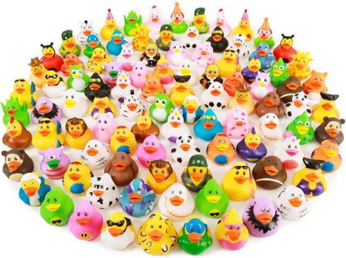 XY-WQ Paquete de 100 patos de goma para Jeeps Ducking, pato flotante a granel de 2.3 pulgadas para niños, surtido de juguetes de baño para bebés,