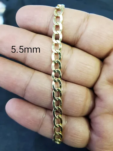 Miniatura 9 de Pulsera hueca de oro amarillo de 10 quilates y tobillera para mujer, 0.138in, Oro