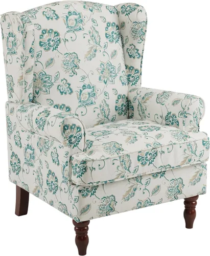 Miniatura 26 de YOLENY - Silla decorativa moderna, con respaldo alto, sillón tapizado con botones de tela, sofá individual con patas de madera para sala de estar