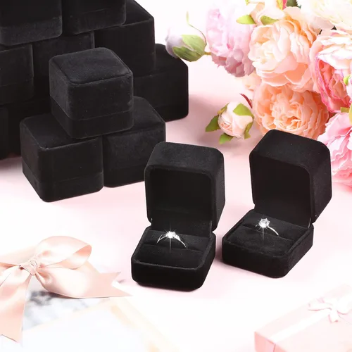 Miniatura 5 de Maitys 48 cajas de terciopelo para anillos a granel para exhibición de joyas, caja de anillo de compromiso de boda, caja de joyería, cajas