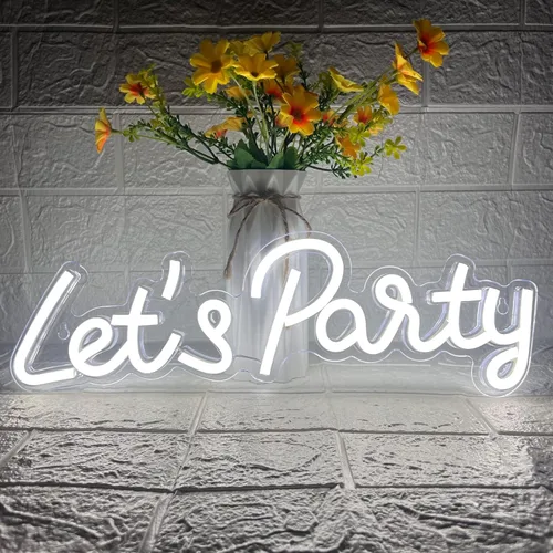 Miniatura 11 de Letrero de neón de Let's Party, luces LED de neón para decoración de pared de dormitorio, luces decorativas artísticas para despedida de soltera