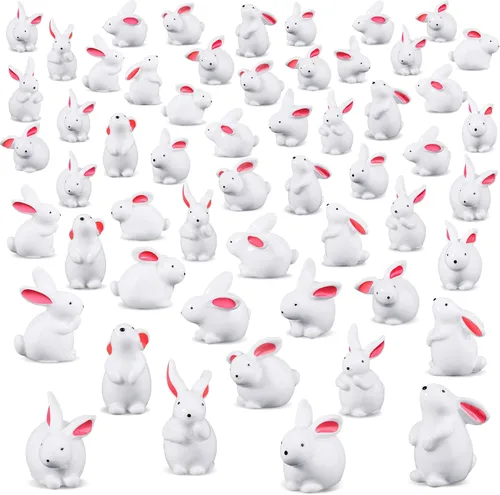 Marsui 100 piezas de figuras en miniatura de conejo, accesorios en miniatura de conejo, jardín de Pascua, paisaje, jardín, conejito para Pascua,
