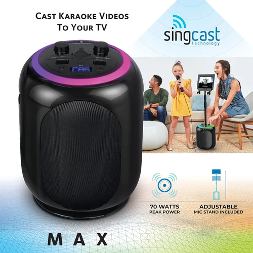 Miniatura 4 de Singing Machine SingCast MAX - Máquina de karaoke con Bluetooth y video casting, altavoz de fiesta, micrófono, 22 efectos de voz, corrección
