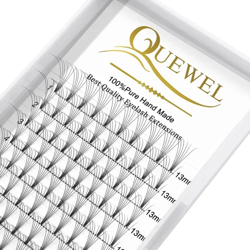 Miniatura 30 de QUEWEL Extensiones de pestañas postizas en abanico 3D 0.004 in D, mezcla de 0.43-0.59 pulgadas, tallo corto 3D 4D 5D 6D 8D 0.07/0.004 in C/D