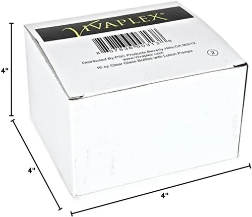 Miniatura 7 de Vivaplex, 2, grandes, 16 onzas, botellas vacías de vidrio transparente con bombas de loción negra