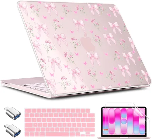 Miniatura 12 de TWOLSKOO Funda para MacBook Neo de 13 pulgadas 2026 A3404 A18 Pro Chip, carcasa rígida de plástico con adaptador tipo C, 2 fundas para cámara web