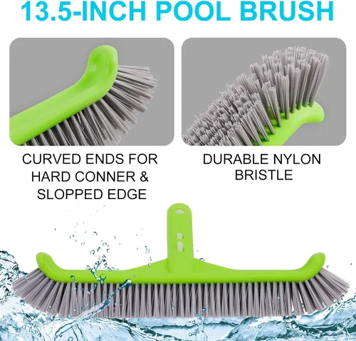 Miniatura 5 de Sepetrel Kit de limpieza de piscina de lujo con aspiradora de chorro, cepillo, red de skimmer semi-profunda y poste ajustable de 57.5 pulgadas