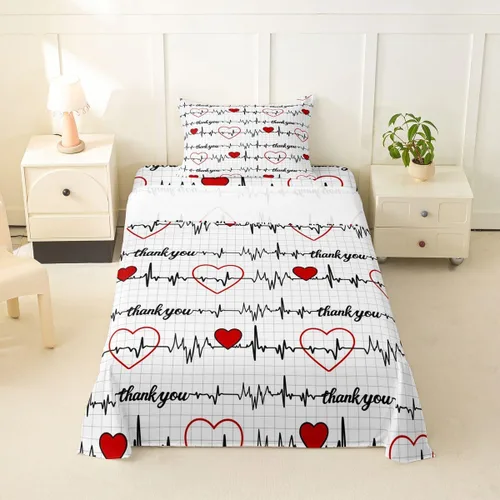 Miniatura 61 de Erosebridal Nurse Sheet Set Stethoscope Twin Sheets Set for Teen Boys,Colorful Medical Healthcare Heartbeat Syringe Fitted Sheet