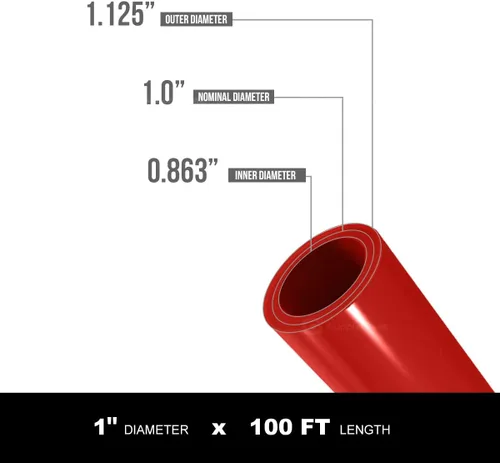 Miniatura 3 de Pex-A - Tubo PEX de 1 pulgada x 100 pies, tubo de agua flexible para calefacción radiante hidrónico, bobina de tubo PEX de 1 pulgada, rojo