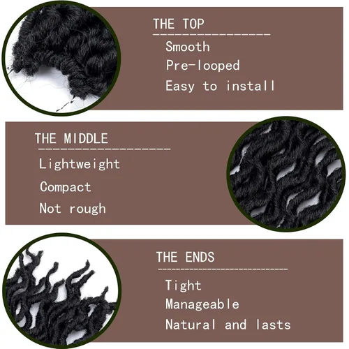 Miniatura 3 de 6 paquetes de cabello sintético suave de ganchillo de 3 tonos Ombre Goddess Locs ganchillo para mujeres negras, extensiones de cabello de rastas 1b
