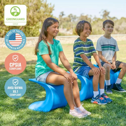 Miniatura 8 de ECR4Kids Asiento Wave, Altura del asiento de 14 a 15.1 pulgadas, Taburete tipo percha, Azul, Paquete de 2