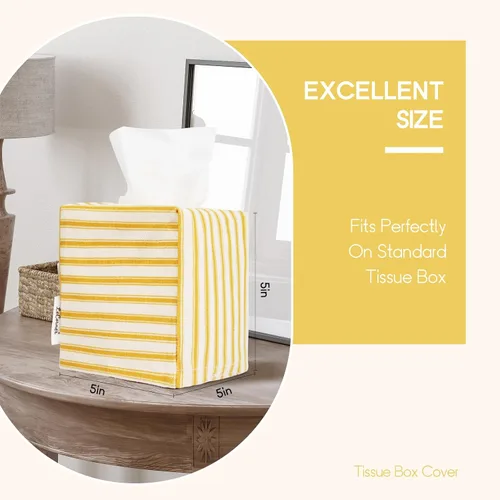 Miniatura 2 de Funda para caja de pañuelos, soporte cuadrado para caja de pañuelos de tela, elegante almacenamiento de papel higiénico, organizador moderno
