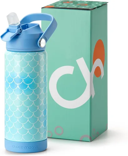 Miniatura 35 de Botella de Agua Choco Mocha para Niños para la Escuela, Botella de Agua Aislada para Niños de Acero Inoxidable para Niños, 14 Oz Camión Monstruo