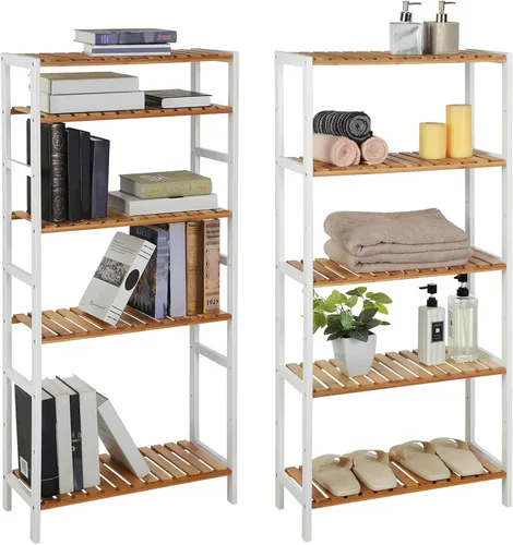 Miniatura 9 de SONGMICS Estantería de almacenamiento de bambú, estantería de 5 niveles, multifuncional, en la entrada, baño, sala de estar, balcón, cocina, 10.2 x