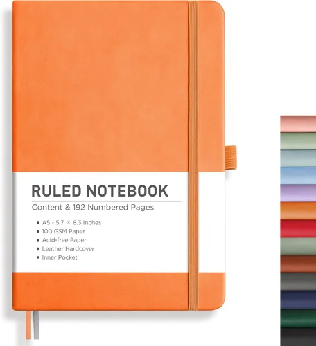 Miniatura 38 de RETTACY Cuaderno rayado, 192 páginas numeradas, tamaño A5 mediano (5.7 x 8.3 pulgadas), para hombres y mujeres, para hacer notas, escritura, trabajo
