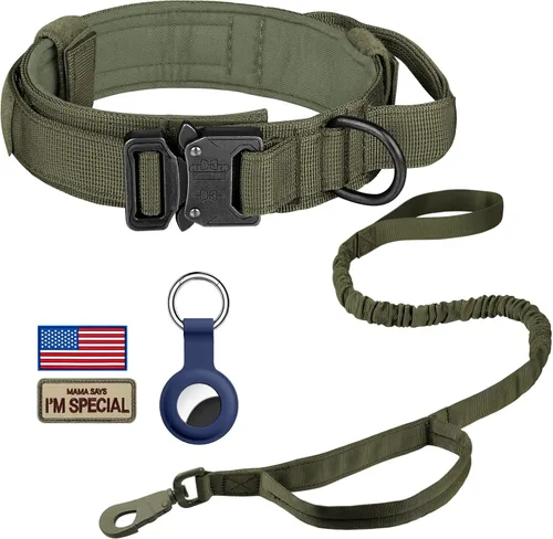 Miniatura 39 de DAGANXI Collar táctico para perro, collar ajustable de nailon para entrenamiento militar con asa de control y hebilla de metal pesado para perros