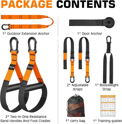 Miniatura 6 de Kit de entrenamiento de resistencia para el hogar, correas de entrenamiento de suspensión con extensión ajustable, anclaje de puerta y bolsa