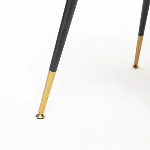 Miniatura 7 de Silla de comedor tapizada de terciopelo con patas de metal y respaldo abierto, decoración de remaches, silla auxiliar contemporánea, para comedor