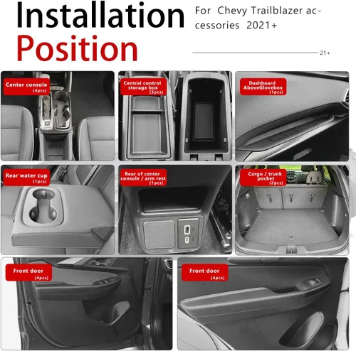 Miniatura 5 de Auovo - Alfombrillas antipolvo compatibles con Chevy Trailblazer 2021, 2022, 2023, 2024, 2025 Trailblazer (LS/LT/Activ/RS) - Forros para portavasos