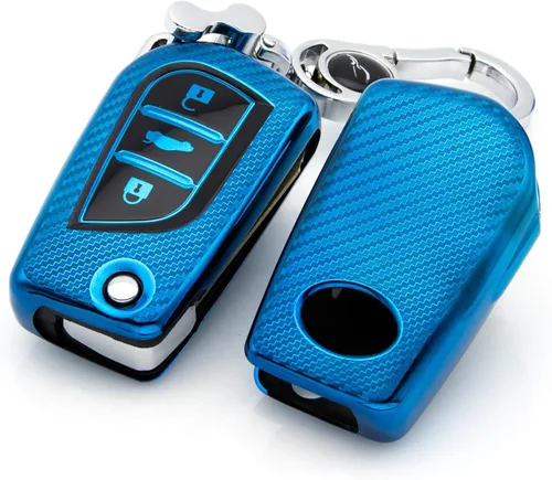Miniatura 6 de Funda suave de TPU para llavero de automóvil para Toyota 4Runner Avalon Camry Corolla Fortuner Highlander Sequoia Sienna Tacoma Yaris, Azul - 2 Azul