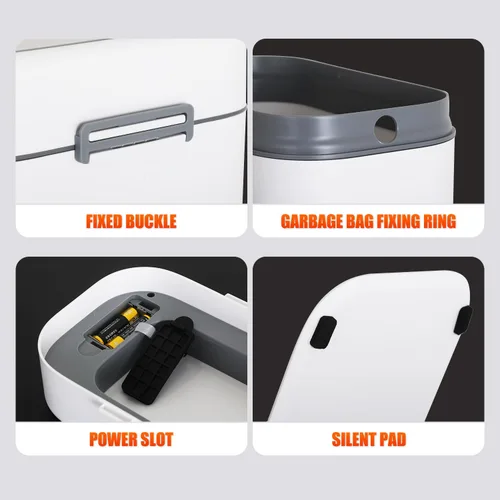Miniatura 5 de Bote de basura de 2.2 galones con tapa, bote de basura automático sin contacto, sensor de movimiento inteligente, pequeño para baño, dormitorio