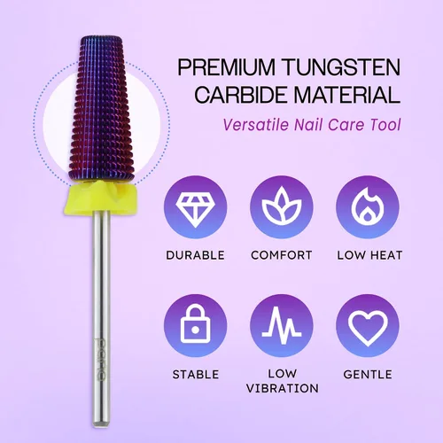 Miniatura 5 de PANA Broca de carburo de uñas 5 en 1 con vástago de 3/32 pulgadas - (grueso triple - grano extra fino, púrpura) - rotación bidireccional para uso