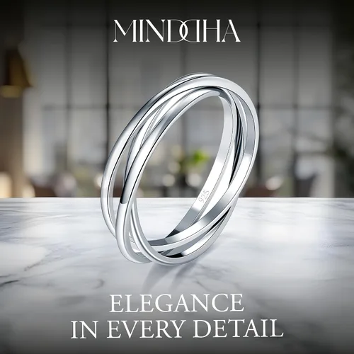 Miniatura 6 de MINDDHA Sterling Silver Interlocking Ring for Women - 925 Trinity Rolling Ring - Handmade Dainty Stackable Jewelry - Ideal Gift for Anniversary