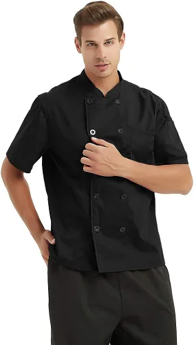 Miniatura 5 de TOPTIE Chaqueta de chef de manga corta con estampado de transferencia de calor, uniforme personalizado