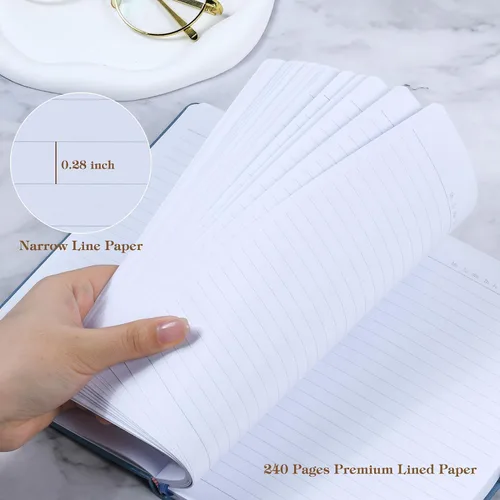 Miniatura 3 de POPRUN - Cuadernos de diario rayados A5, cuaderno de tapa dura de cuero grueso para escritura, trabajo de negocios, viajes, escuela, universidad