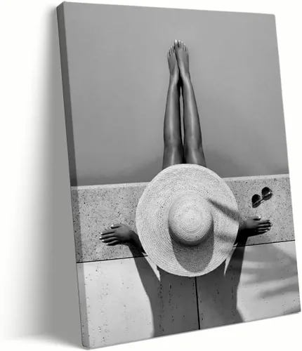 Miniatura 8 de Póster vintage de los años 80, póster en blanco y negro, arte para la pared de las mujeres saltando al agua, arte de playa, arte de verano, barco