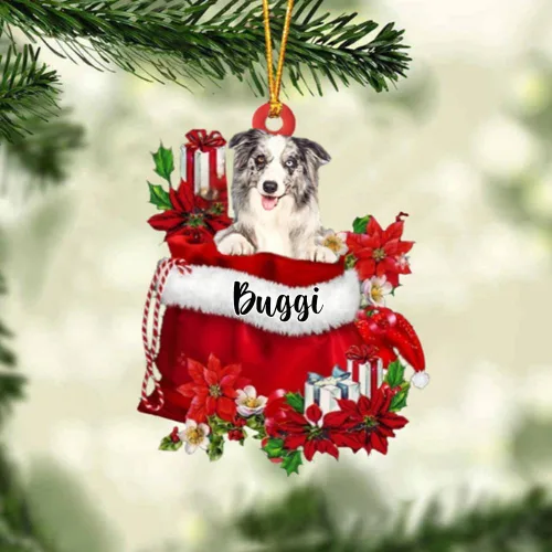 Miniatura 115 de Perro Akita Inu personalizado en bolsa de regalo, adorno de Navidad, nombre personalizado, regalo para amantes de los perros, familia, Navidad