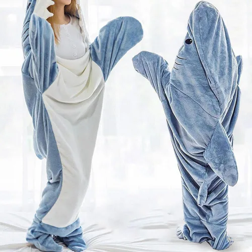 Miniatura 2 de Mameluco de tiburón, manta de tiburón con capucha para adultos, saco de dormir de tiburón para adulto (L)