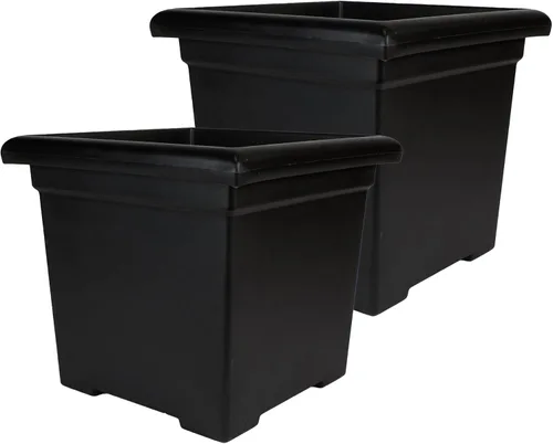 Miniatura 14 de The HC Companies Maceta cuadrada Accent con drenaje – Macetas clásicas para plantas de exterior y plantas de interior – Maceta cuadrada ligera