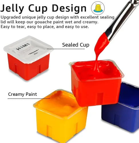Miniatura 5 de HIMI - Juego de pintura gouache de 24 colores de 1 onza líquida (30 ml) cada uno, diseño exclusivo de envase de gelatina con 3 pinceles de pintura