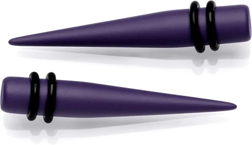 Miniatura 2 de Juego de 2 expansores de oreja para mujer, color morado mate, acrílico, recto, para estiramiento, 2