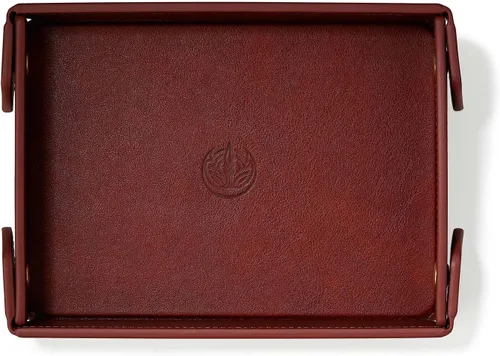 OARIE Bandeja de joyería de tamaño pequeño, bandeja de valet vintage, bandeja de cuero sintético para hombres, cartera para llaves, monedero,