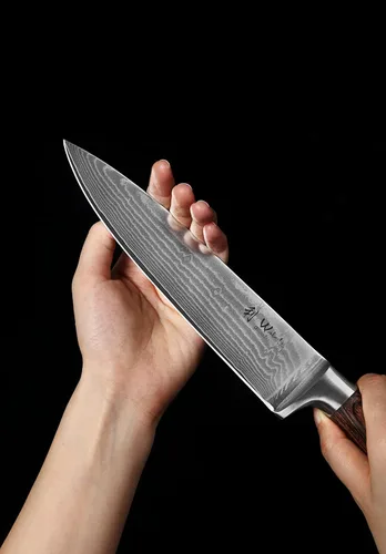 Miniatura 14 de Wakoli EDIB Cuchillo de chef Damasco – Cuchillo de cocina de estilo japonés de 7.9 pulgadas, hoja de acero de Damasco de 67 capas con núcleo VG10, 1